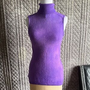 Vibrant Purple Turtleneck Top 100%Cashmere Tai Dye light in Purple